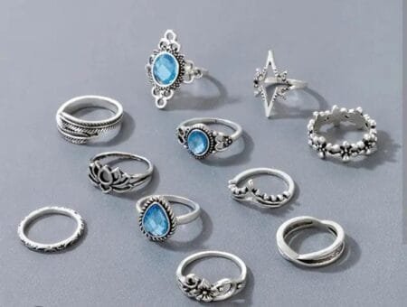 SET DE 11 ANILLOS VINTAGE DE NUDILLO DE ESTRELLA - Imagen 2