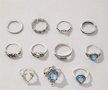 SET DE 11 ANILLOS VINTAGE DE NUDILLO DE ESTRELLA