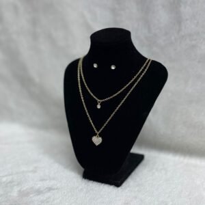 Set Cadena doble + Arete Corazon (Fantasía)