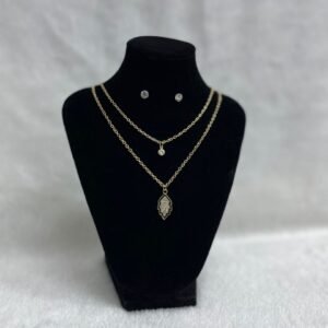 Set Cadena doble + Arete Hoja (Fantasía)