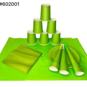 SET DE FIESTA PLATOS,VASOS Y PAPEL TOALLA COLOR VERDE