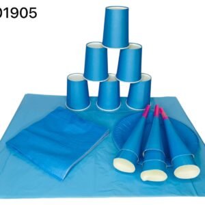 SET DE FIESTA PLATOS,VASOS Y PAPEL TOALLA COLOR AZUL