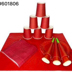 SET DE FIESTA PLATOS,VASOS Y PAPEL TOALLA COLOR ROJO