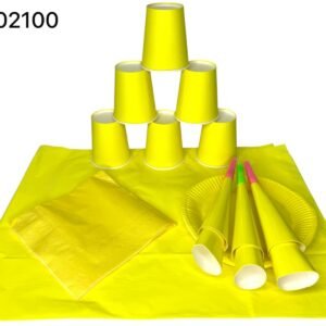 SET DE FIESTA PLATOS,VASOS Y PAPEL TOALLA COLOR AMARILLO