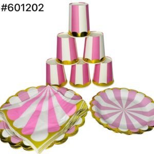 SET DE FIESTA PLATOS,VASOS Y PAPEL TOALLA COLOR ROSA