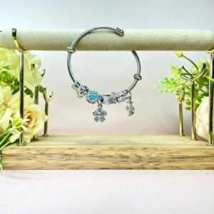 Pulsera Plateada Estilo Pandora Flor y ancla