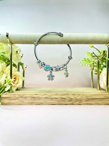 Pulsera Plateada Estilo Pandora Flor y ancla