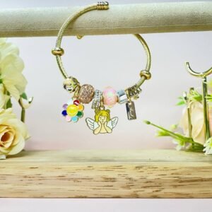 Pulsera Pandora Dorada Angel y flor