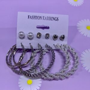 set de aretes de fantasia plateados
