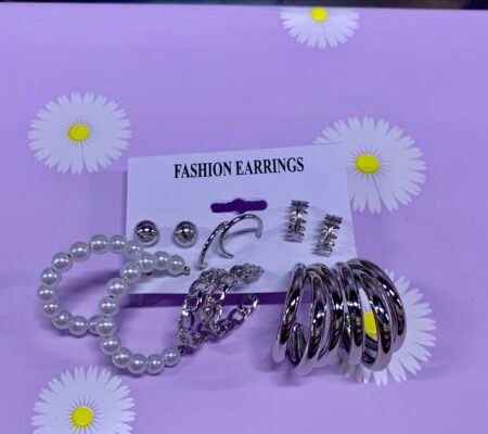 set de aretes de fantasia plateado