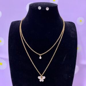 cadena doble de mariposa y chapas (fantasia)