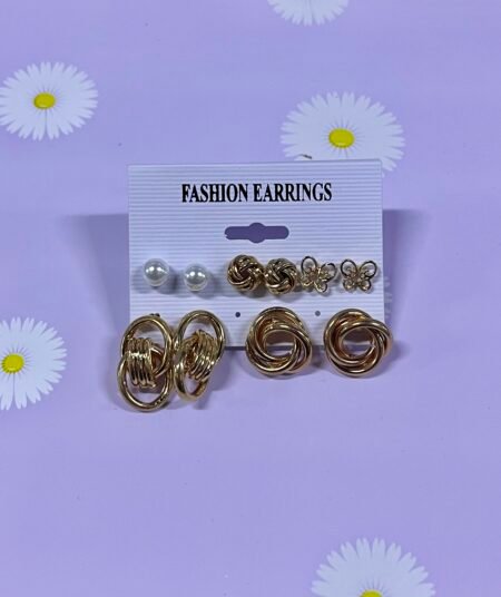 set de aretes de fantasia dorados