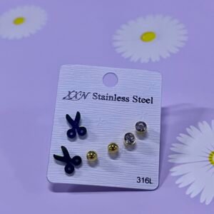 Set de aretes tijeras tornasol
