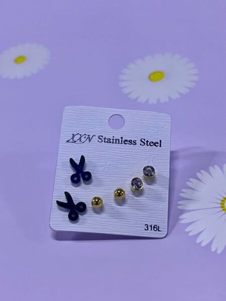 Set de aretes tijeras tornasol