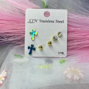 Set de aretes tornasol cruz