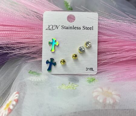 Set de aretes tornasol cruz