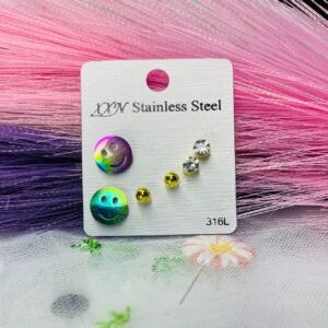 Set de aretes tornasol carita feliz