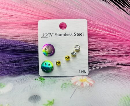 Set de aretes tornasol carita feliz