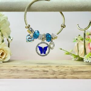 Pulsera Dorada Mariposa Azul