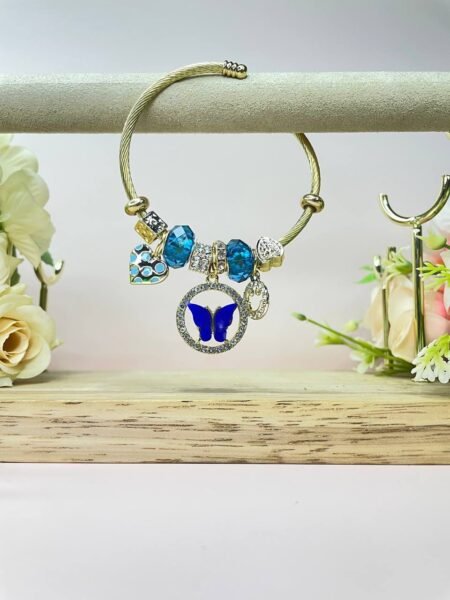 Pulsera Dorada Mariposa Azul