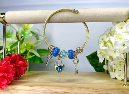 Pulsera Azul diamantes Estilo Pandora