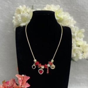 Collar Estilo Pandora con corazon rojo (Fantasia Premium)