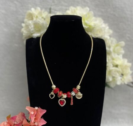 Collar Estilo Pandora con corazon rojo (Fantasia Premium)
