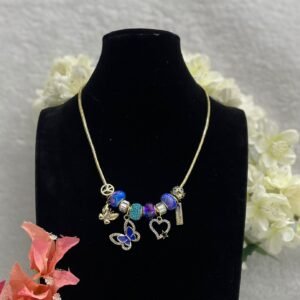 Collar Estilo Pandora Azul con mariposas (Fantasia Premium)