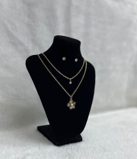 Set Cadena doble + Arete Flor(Fantasía)