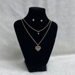 Set Cadena Doble + Arete Corazón Grande (Fantasía)
