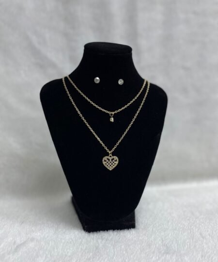 Set Cadena Doble + Arete Corazón Grande (Fantasía)