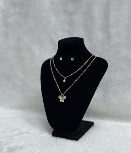 Set Cadena Doble + Arete Mariposa (Fantasía)