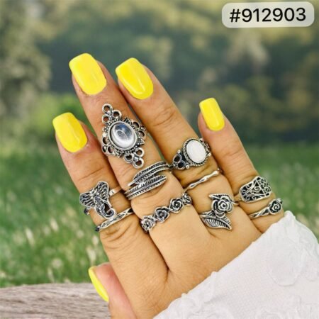 SET DE ANILLOS PLATEADOS FANTASIA